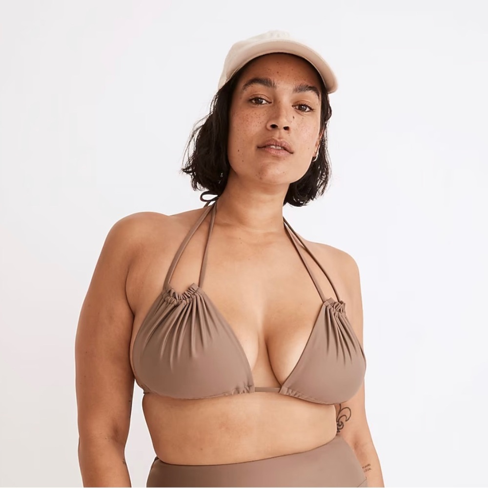 Madewell Second Wave Ruched String Bikini Top Siz… - image 3